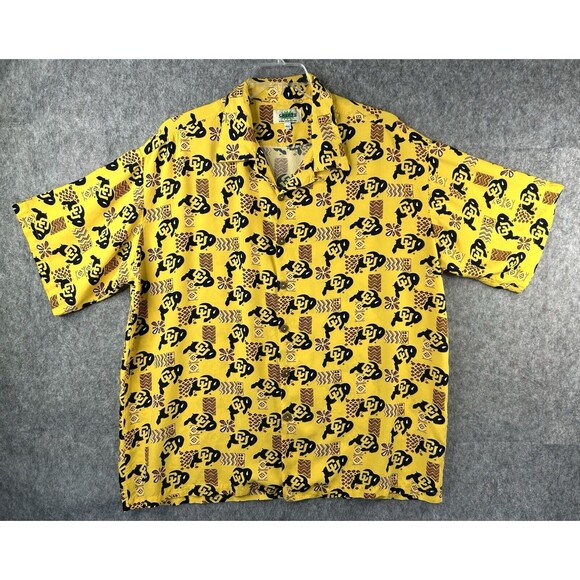 Cherts Colorado Buffaloes Men's 2XL Yellow Button Down Hawaiian Shirt CU Buffs